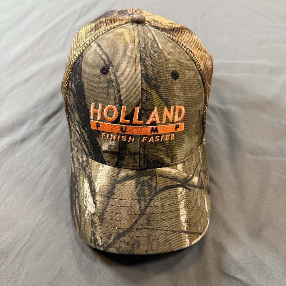 Towsleys Holland Pump Camo Mesh Trucker Hat Cap Brown Orange